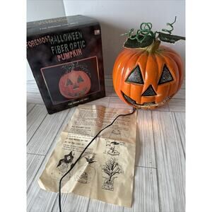 Vintage 9” Foremost Fiber Optic Color Changing Pumpkin Jack O'Lantern K-Mart